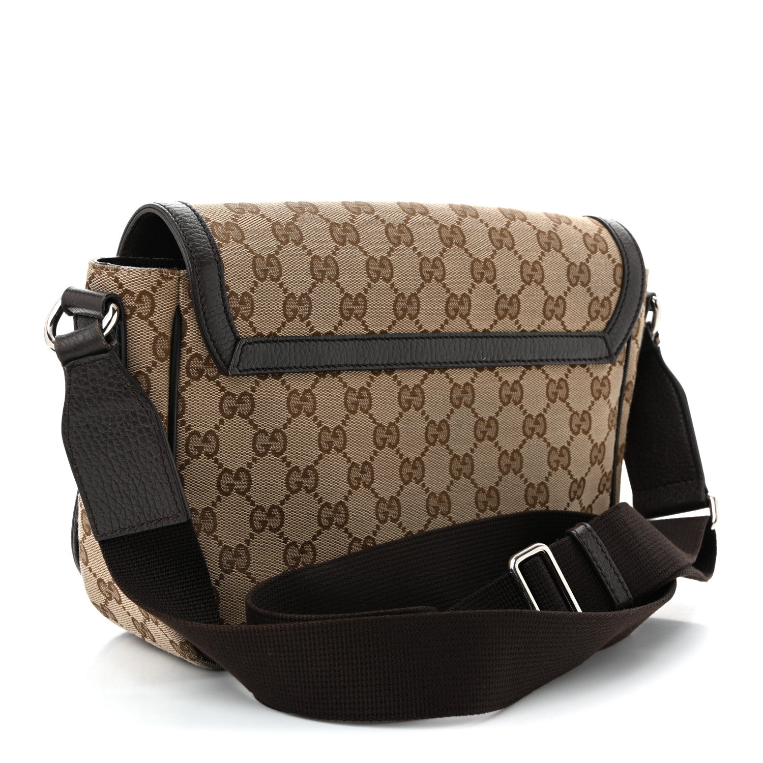 Gucci Monogram Flap Messenger Bag Beige Dark Brown 3 of 12