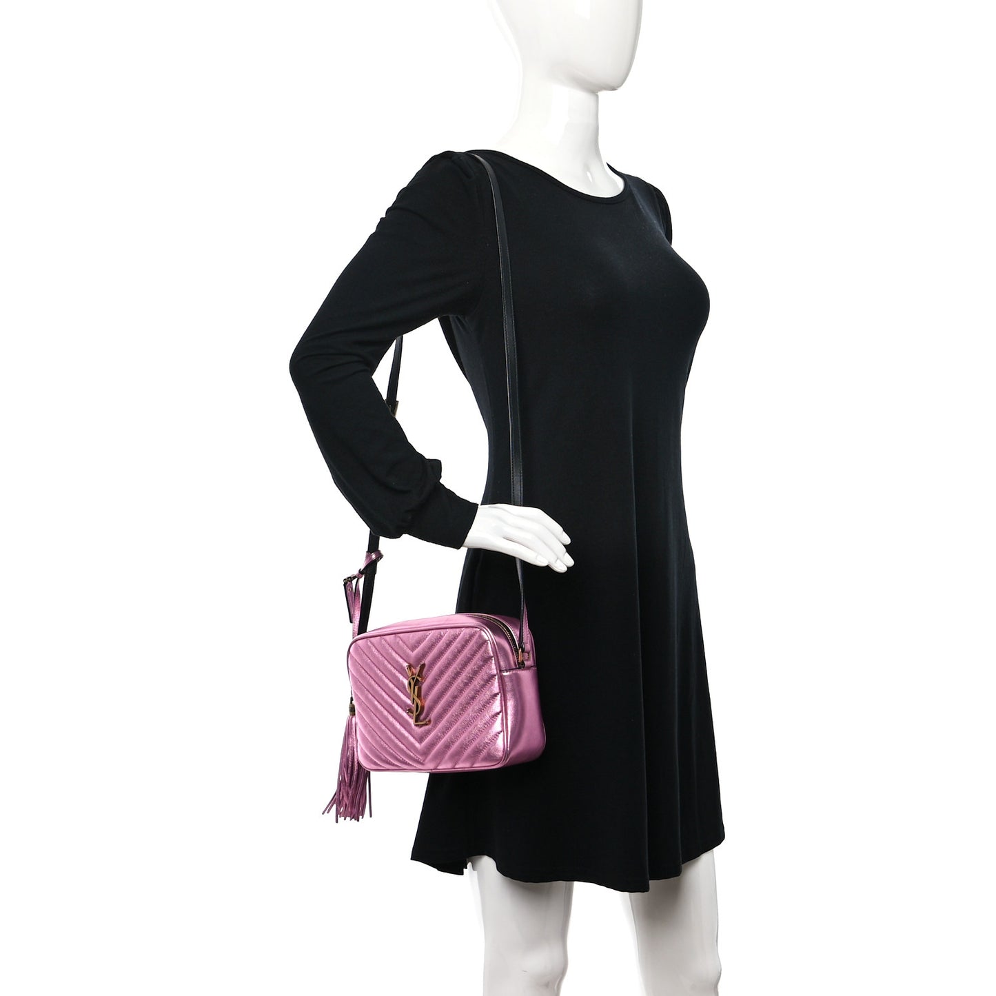 Metallic Calfskin Matelasse Monogram Lou Camera Bag Vegas Pink