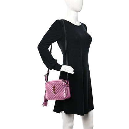 Saint Laurent Metallic Calfskin Matelasse Monogram Lou Camera Bag Vegas Pink 2 of 9