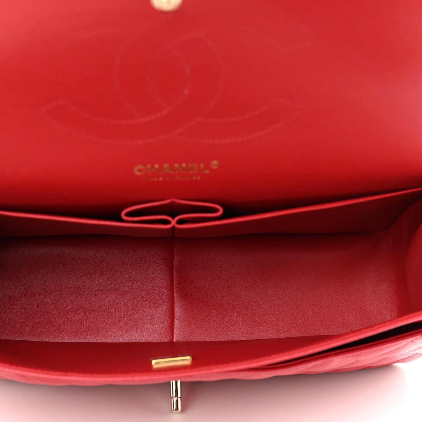 Caviar Quilted Jumbo Double Flap Red