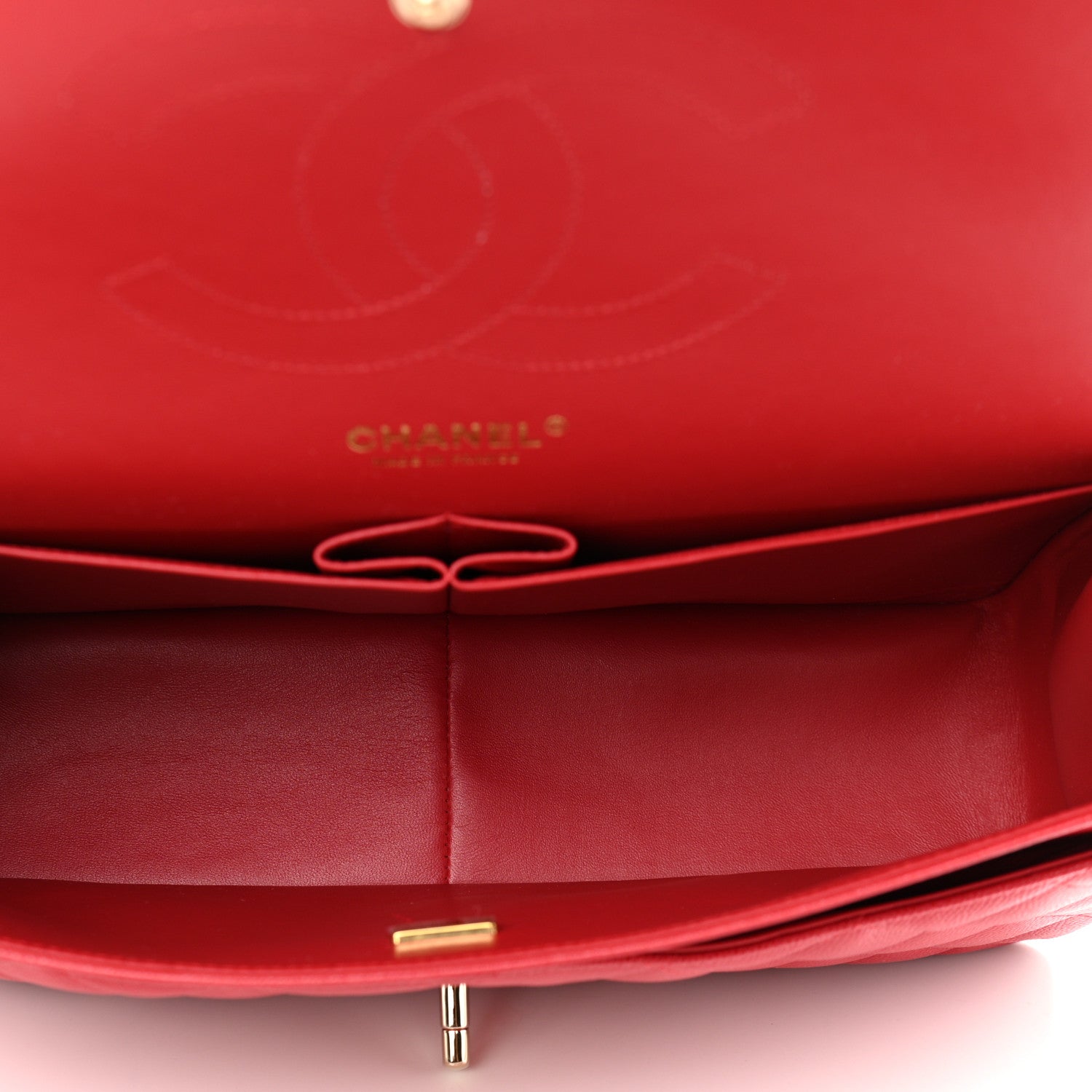 Chanel Caviar Quilted Jumbo Double Flap Red 5 of 10