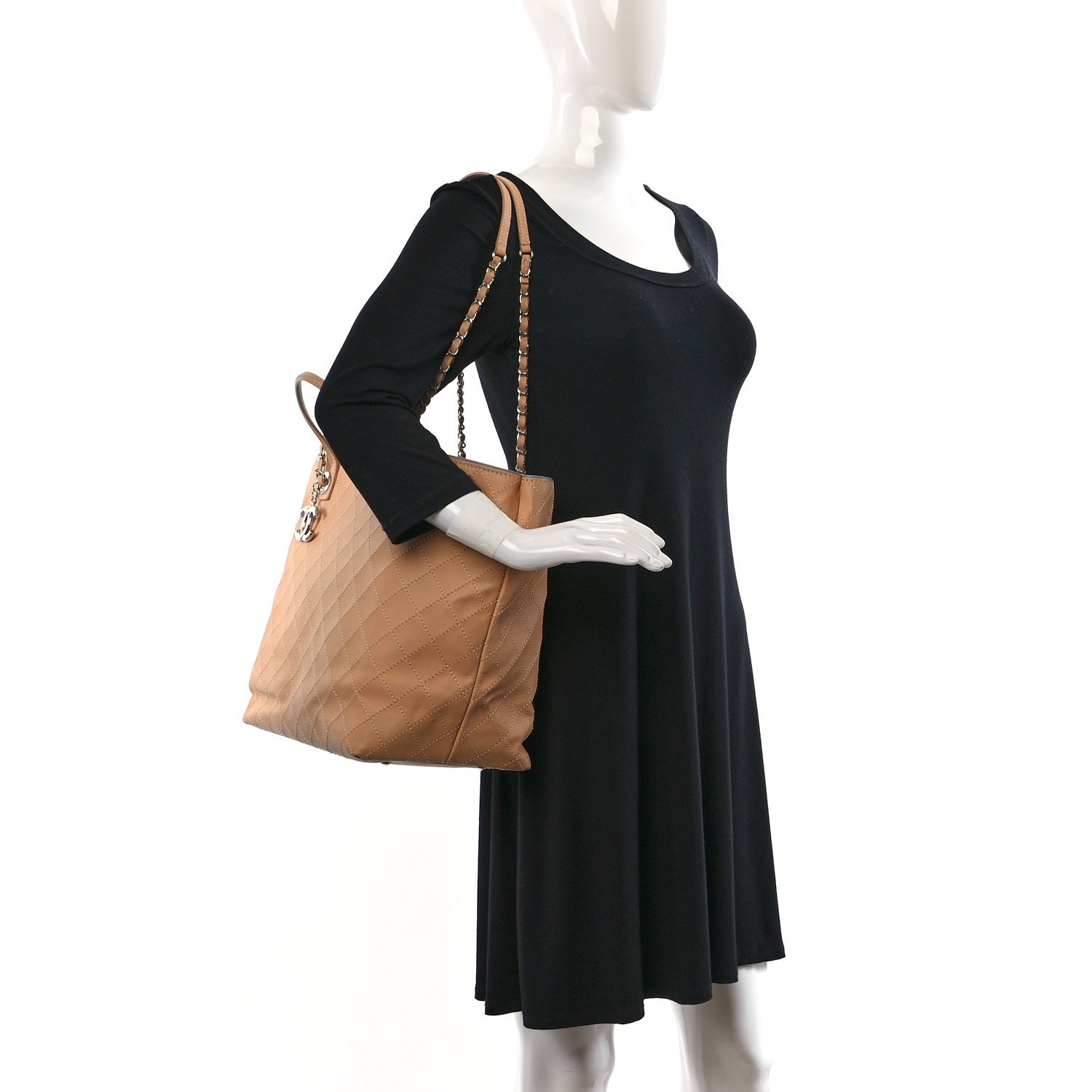 Chanel Calfskin Stitched Large Shopping Tote Beige 2 of 16