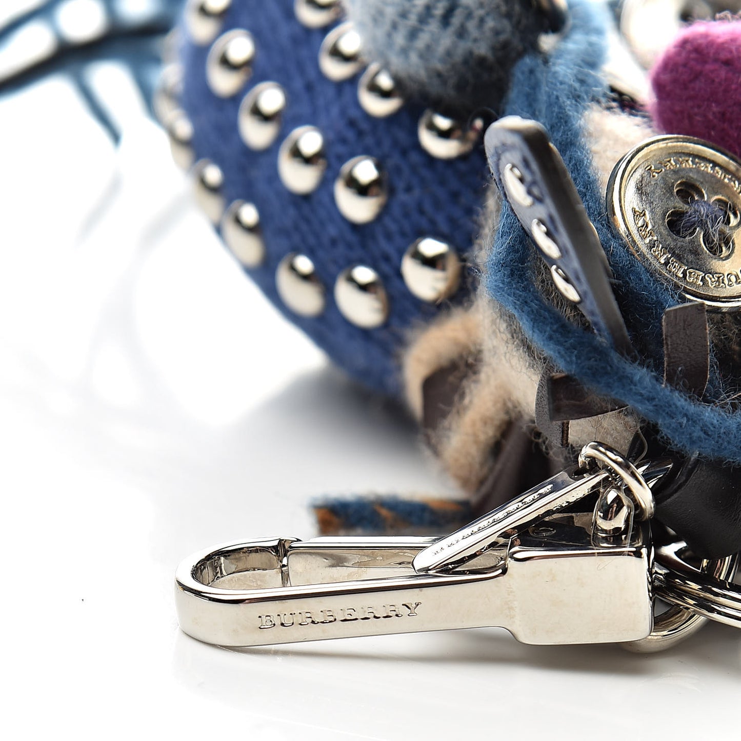 Calfskin Wool Cashmere Studded Mabel The Donkey Bag Charm Navy Multicolor