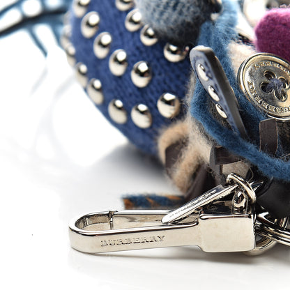Burberry Calfskin Wool Cashmere Studded Mabel The Donkey Bag Charm Navy Multicolor 4 of 4
