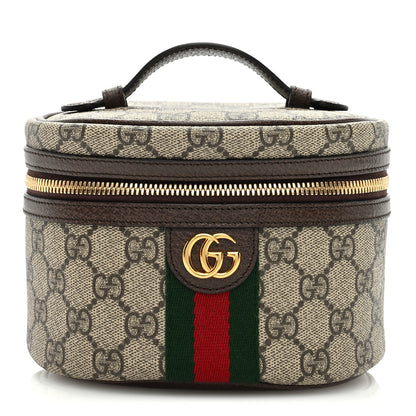 Gucci GG Supreme Monogram Textured Calfskin Web Ophidia Vanity Cosmetic Case Beige Ebony New Acero 1 of 7