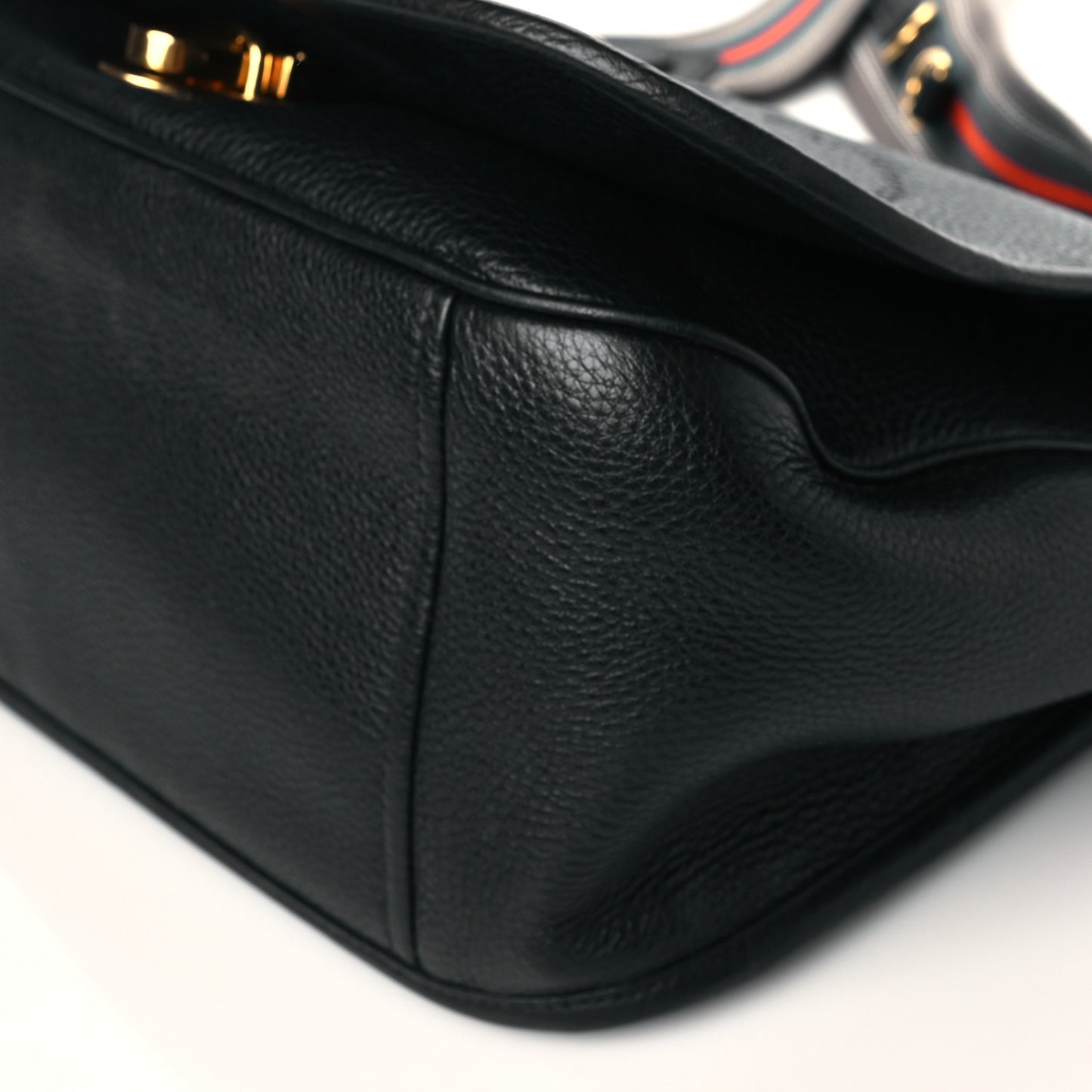 Vitello Daino Logoi Embossed Flap Crossbody Black