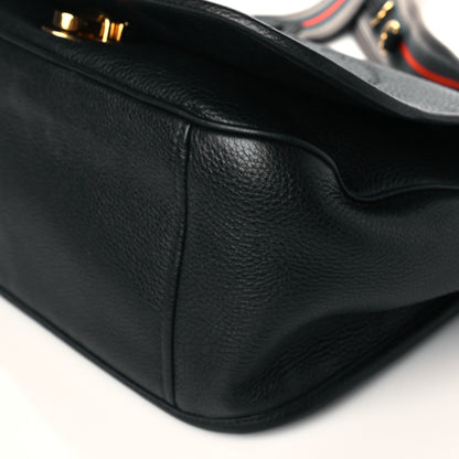 Prada Vitello Daino Logoi Embossed Flap Crossbody Black 9 of 10