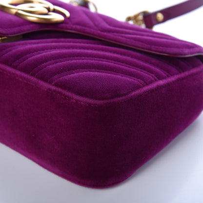 Gucci Velvet Matelasse Small GG Marmont Shoulder Bag Fuchsia Violet Cyclamen 10 of 12