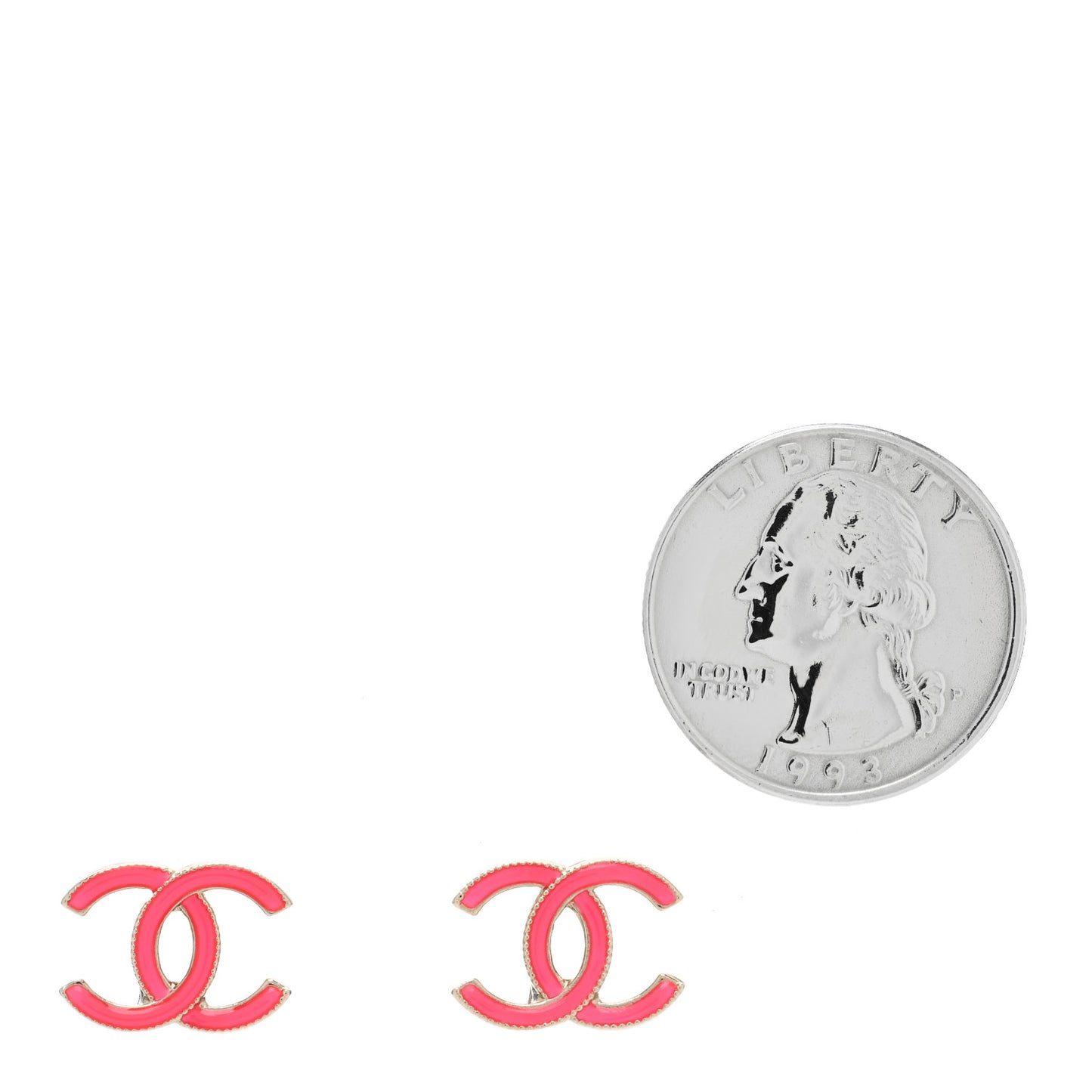 Enamel CC Earrings Pink Gold