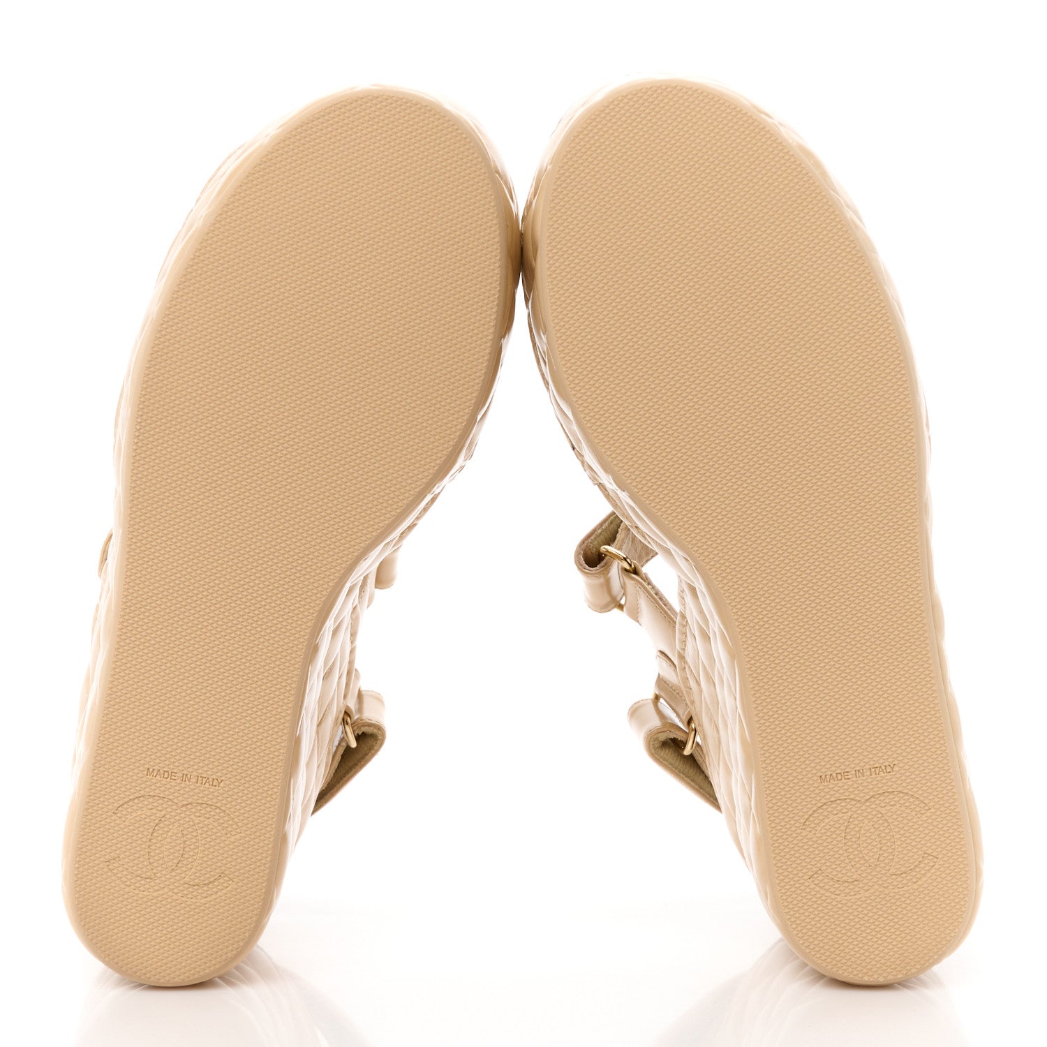 Chanel Shiny Calfskin Quilted Wedge Sandals 41 Beige 5 of 8
