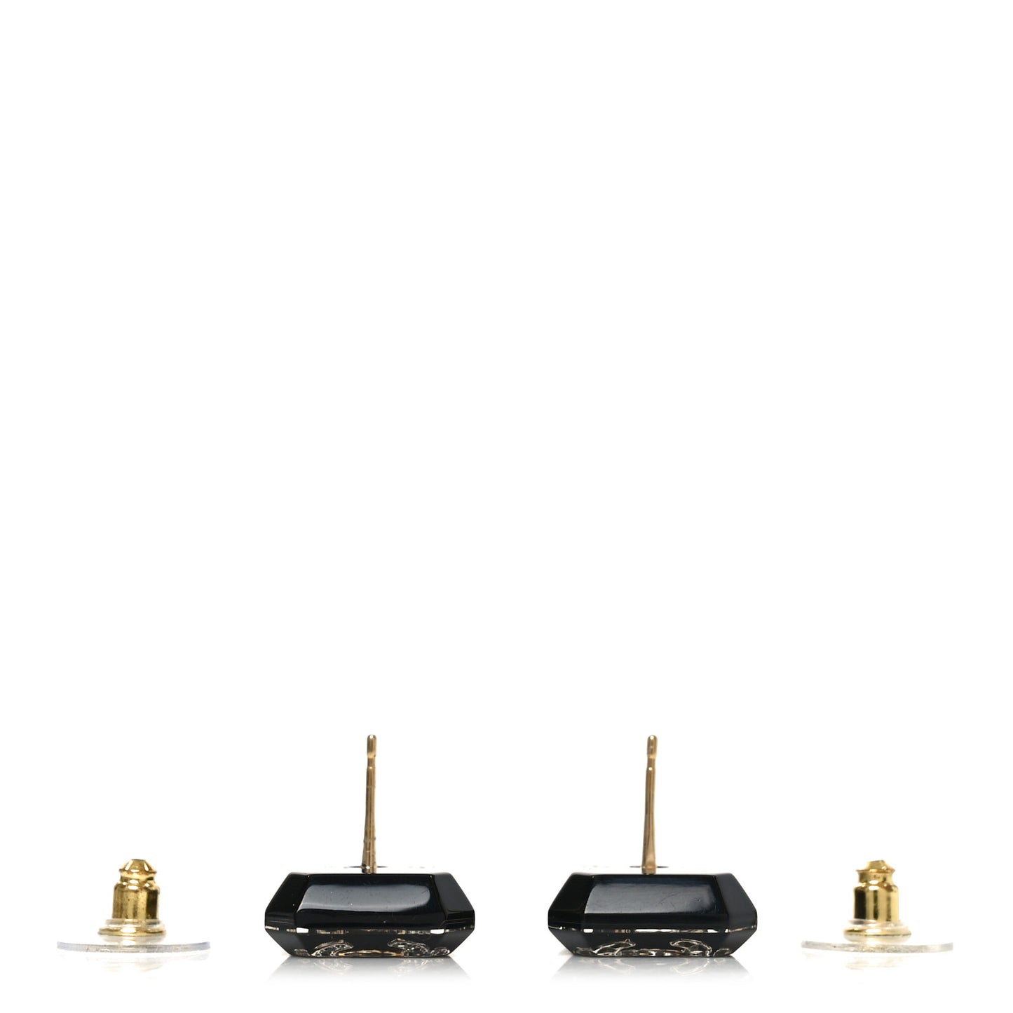 Enamel Strass CC Earrings Black