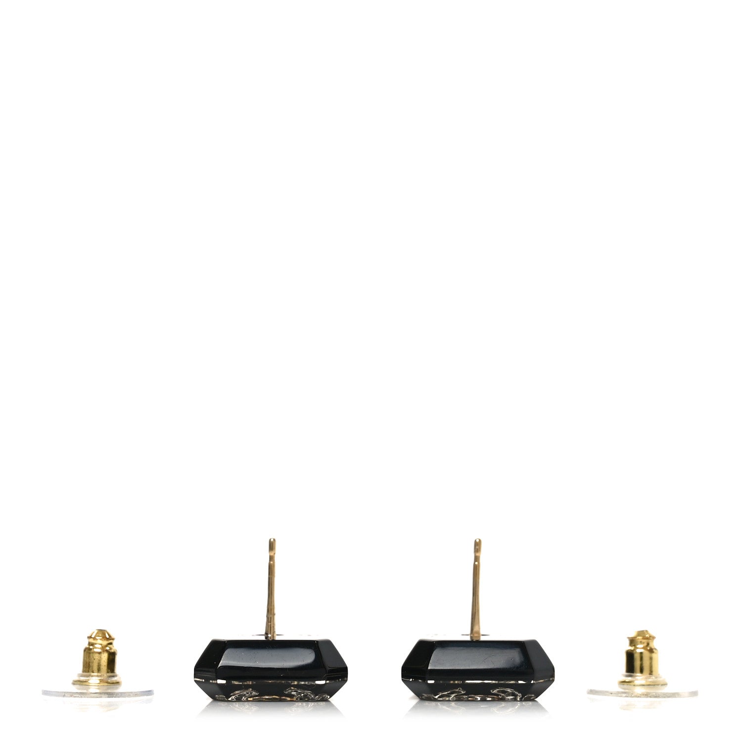 Chanel Enamel Strass CC Earrings Black 3 of 5