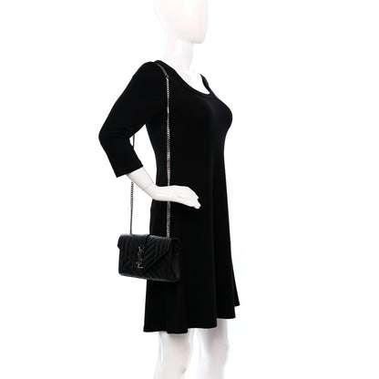 Saint Laurent Grain De Poudre Textured Mixed Matelasse Triquilt Small Monogram Satchel Black 2 of 12