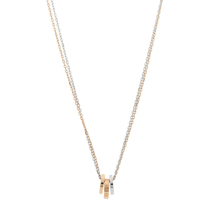 Cartier 18K White Pink Gold Diamond Three Ring LOVE Pendant Necklace 1 of 7