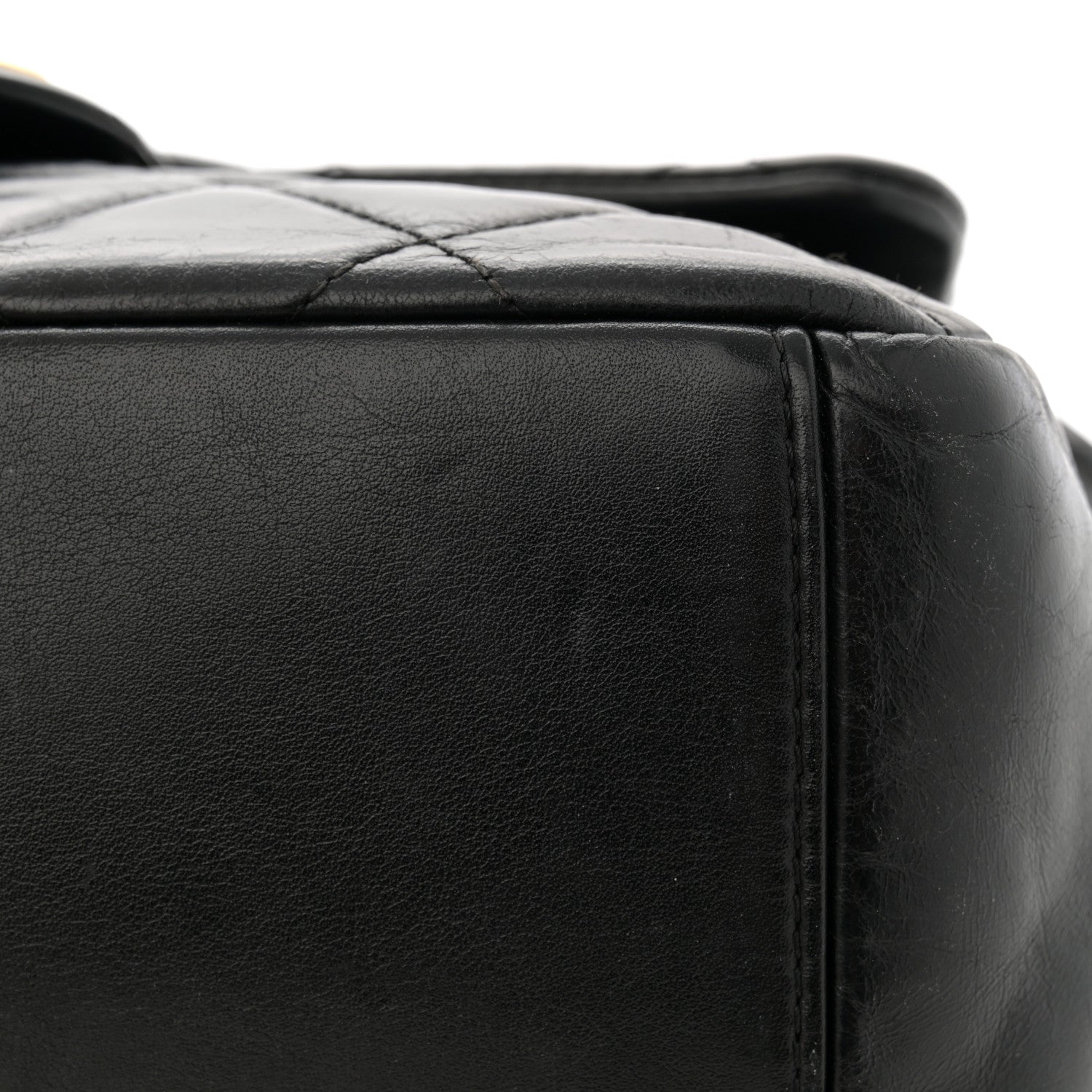 Chanel Glazed Calfskin Quilted Medium Gold Bar Top Handle Flap Black 15 of 16