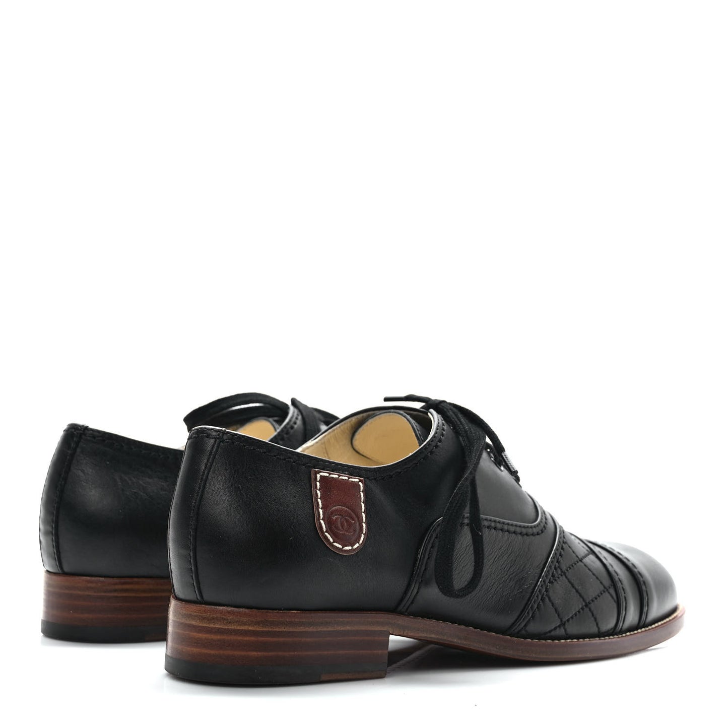 Calfskin Quilted CC Lace Up Oxfords 40.5 Black