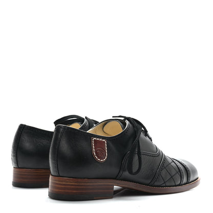 Chanel Calfskin Quilted CC Lace Up Oxfords 40.5 Black 4 of 8
