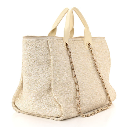 Chanel Canvas Large Deauville Tote Ivory 3 of 13