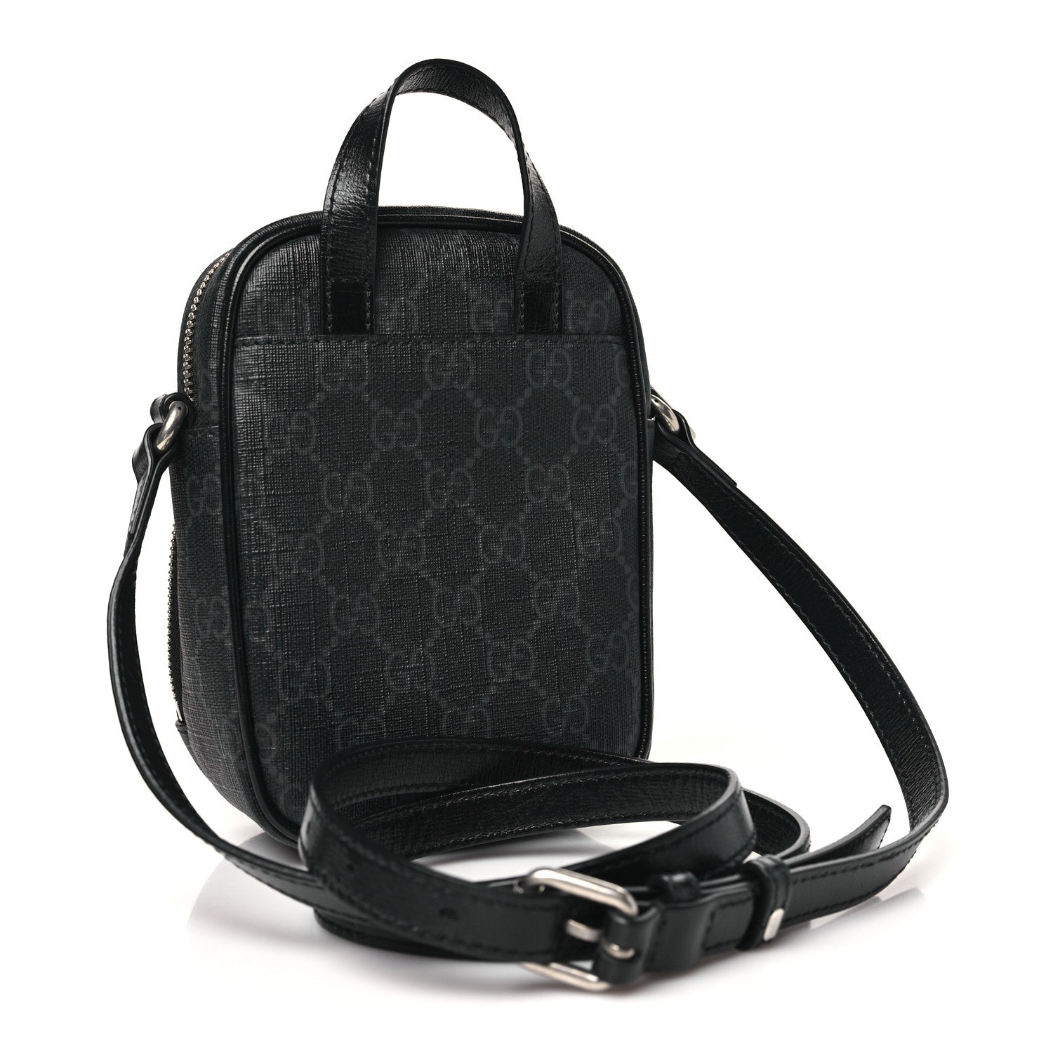 Gucci GG Supreme Monogram Azalea Calfskin Mini Retro Interlocking G Bag Black 3 of 10