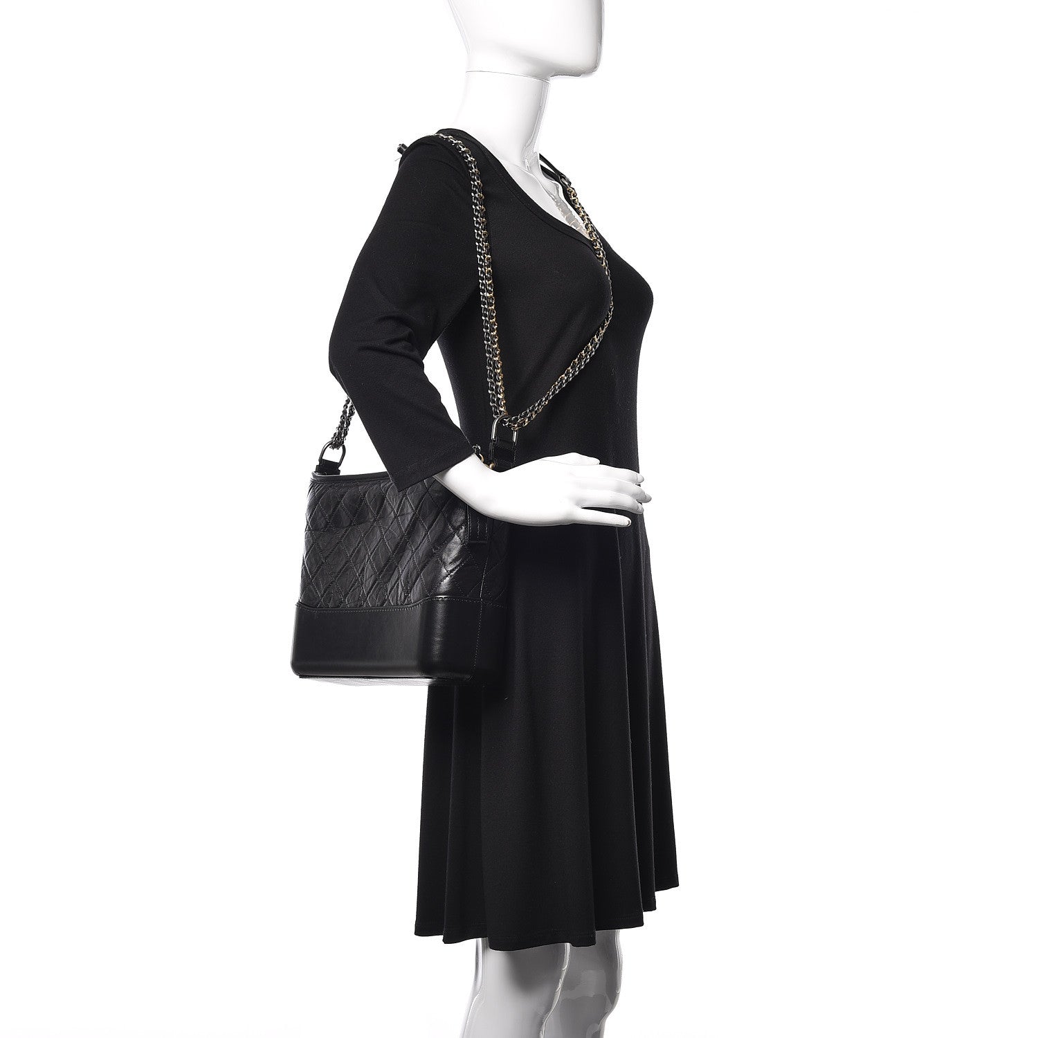 Chanel Aged Calfskin Quilted Medium Gabrielle Hobo Black 2 of 10