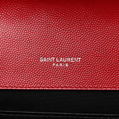 Saint Laurent Grain De Poudre Textured Mixed Matelasse Triquilt Medium Monogram Satchel New Red 6 of 9