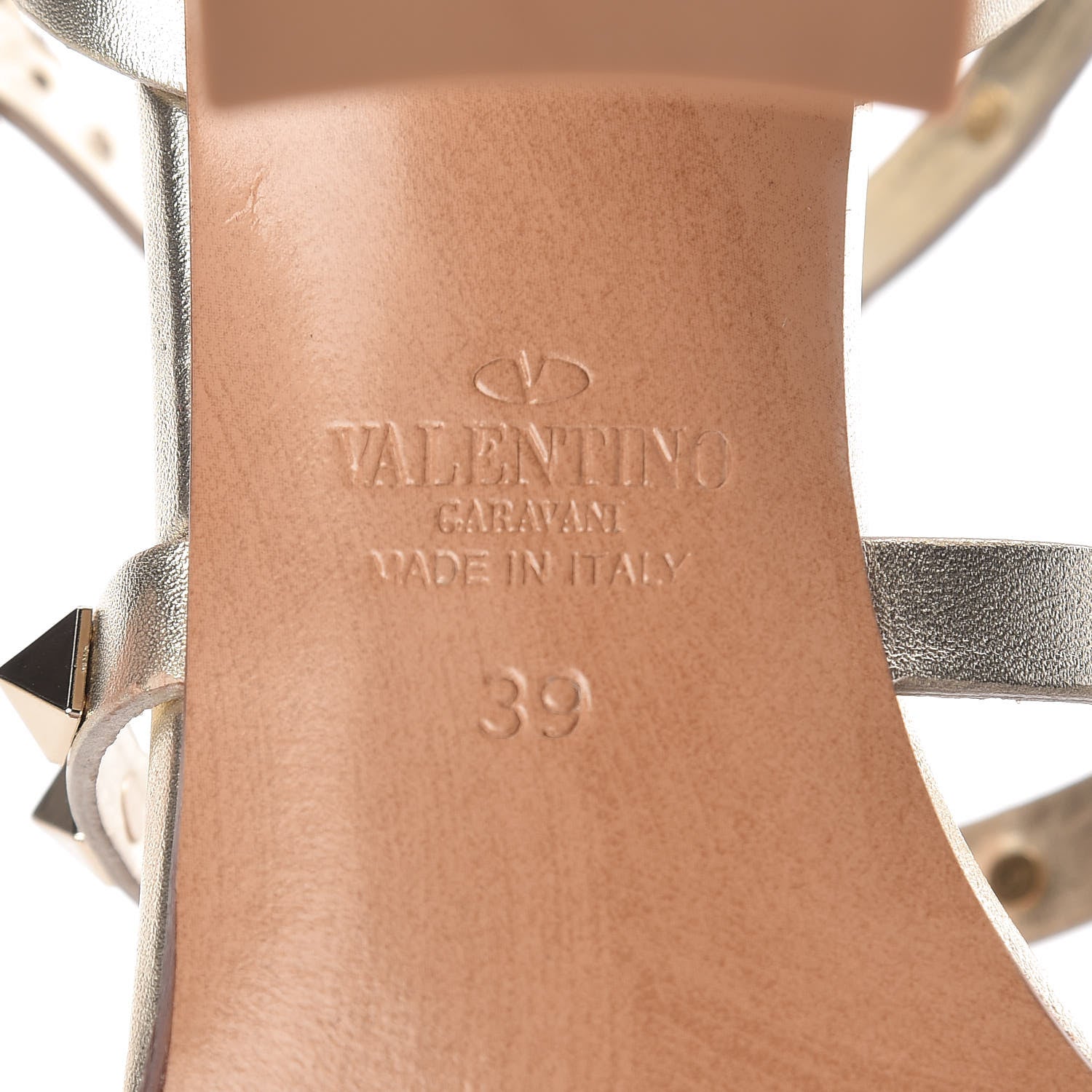 Valentino Garavani Calfskin Rockstud 90mm City Sandals 39 Platino 7 of 8