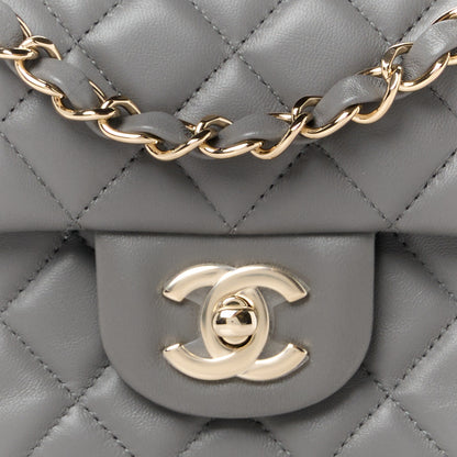 Chanel Lambskin Quilted Mini Rectangular Flap Dark Grey 9 of 12