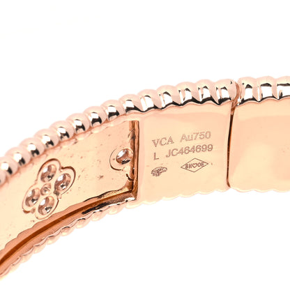 Van Cleef & Arpels 18K Rose Gold Diamond Perlee Clovers Bangle Bracelet L 3 of 5