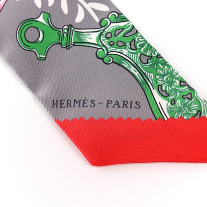 Hermes Silk Etriers Remix Twilly Gris Acier Rouge Jaune 2 of 5
