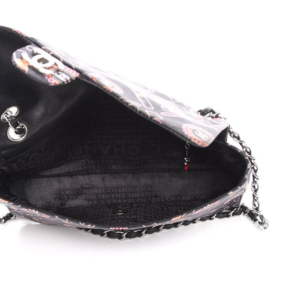 Chanel Satin Printed Lipstick Medium Single Flap Black 5 of 12