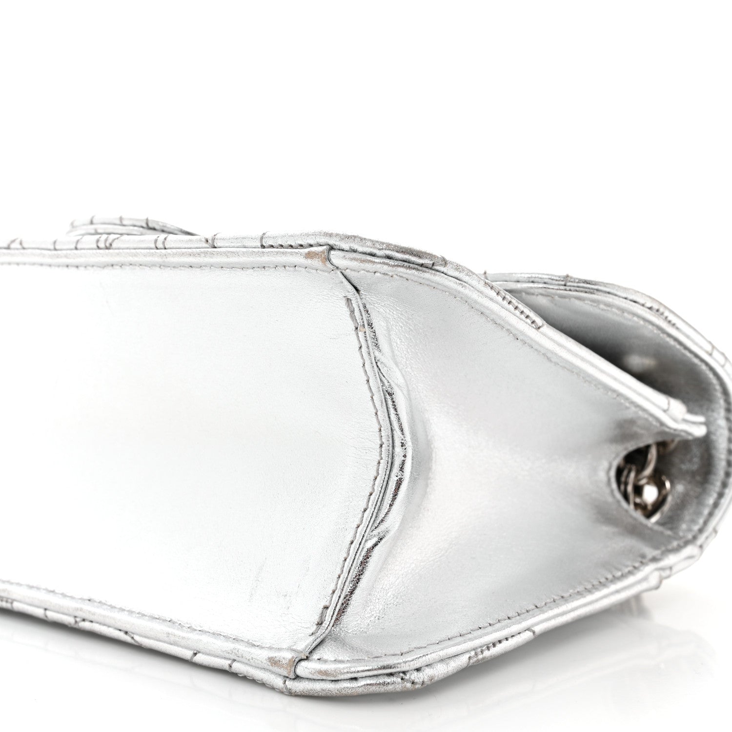Salvatore Ferragamo Calfskin Quilted Gancini Flap Bag Silver 9 of 10