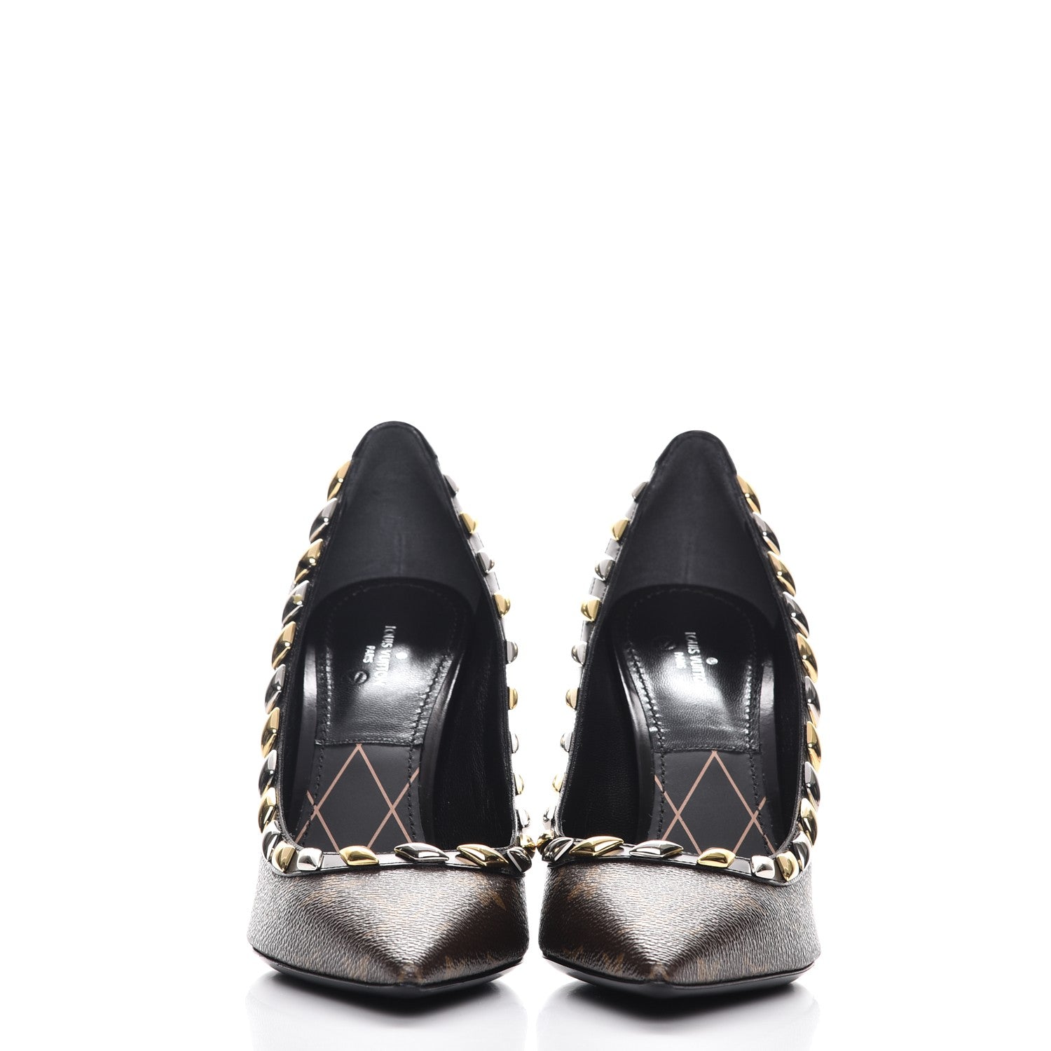 Louis Vuitton Calfskin Monogram Eldorado Pumps 39 Cacao 2 of 11
