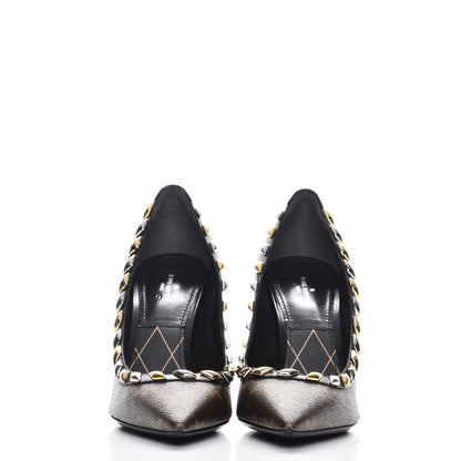Louis Vuitton Calfskin Monogram Eldorado Pumps 39 Cacao 2 of 11