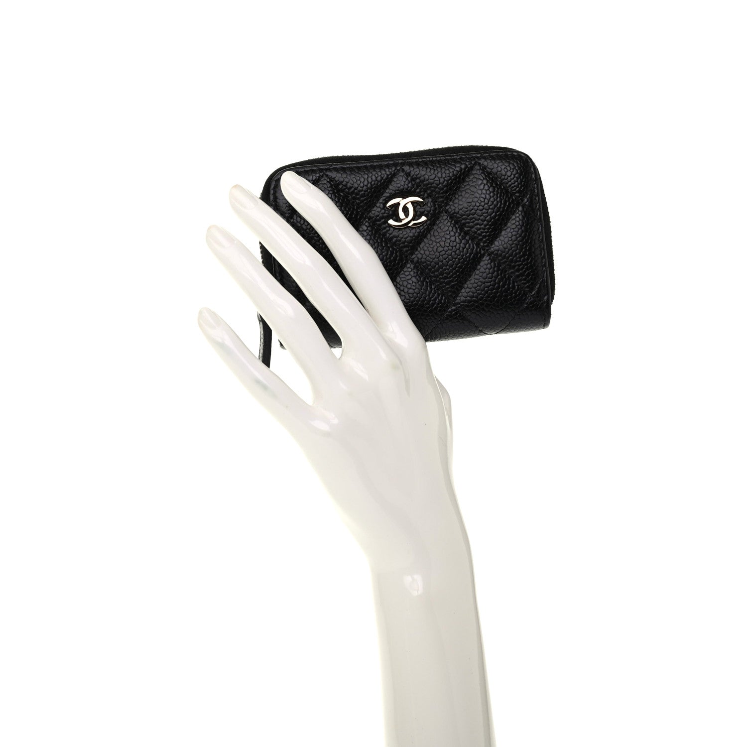 Chanel Caviar Quilted Zip Card Holder Black 2 of 8