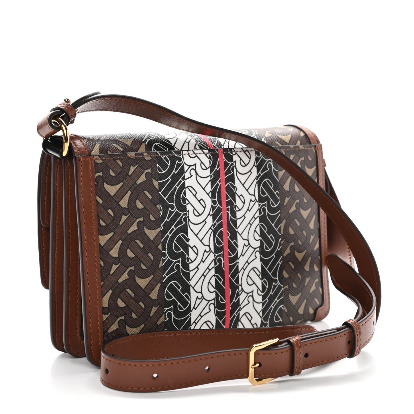E-Canvas Monogram Stripe Small TB Bag Bridle Brown