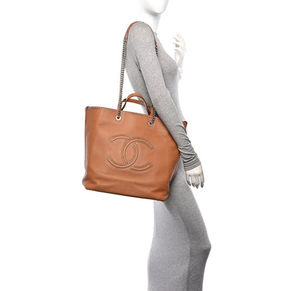 Chanel Calfskin Large Coco Eyelets Shopping Tote Camel 2 of 12