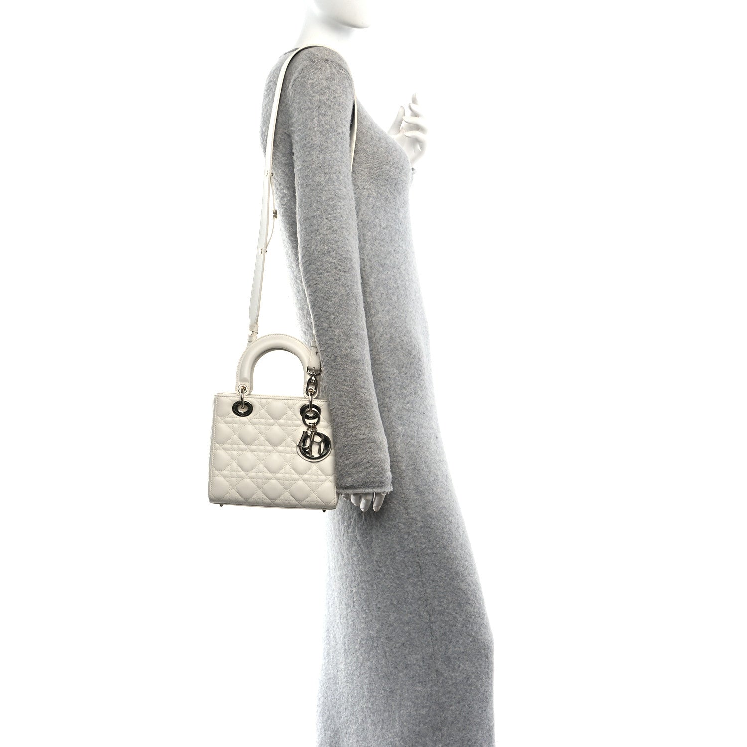 Christian Dior Lambskin Cannage Small My ABCDior Lady Dior White 2 of 10