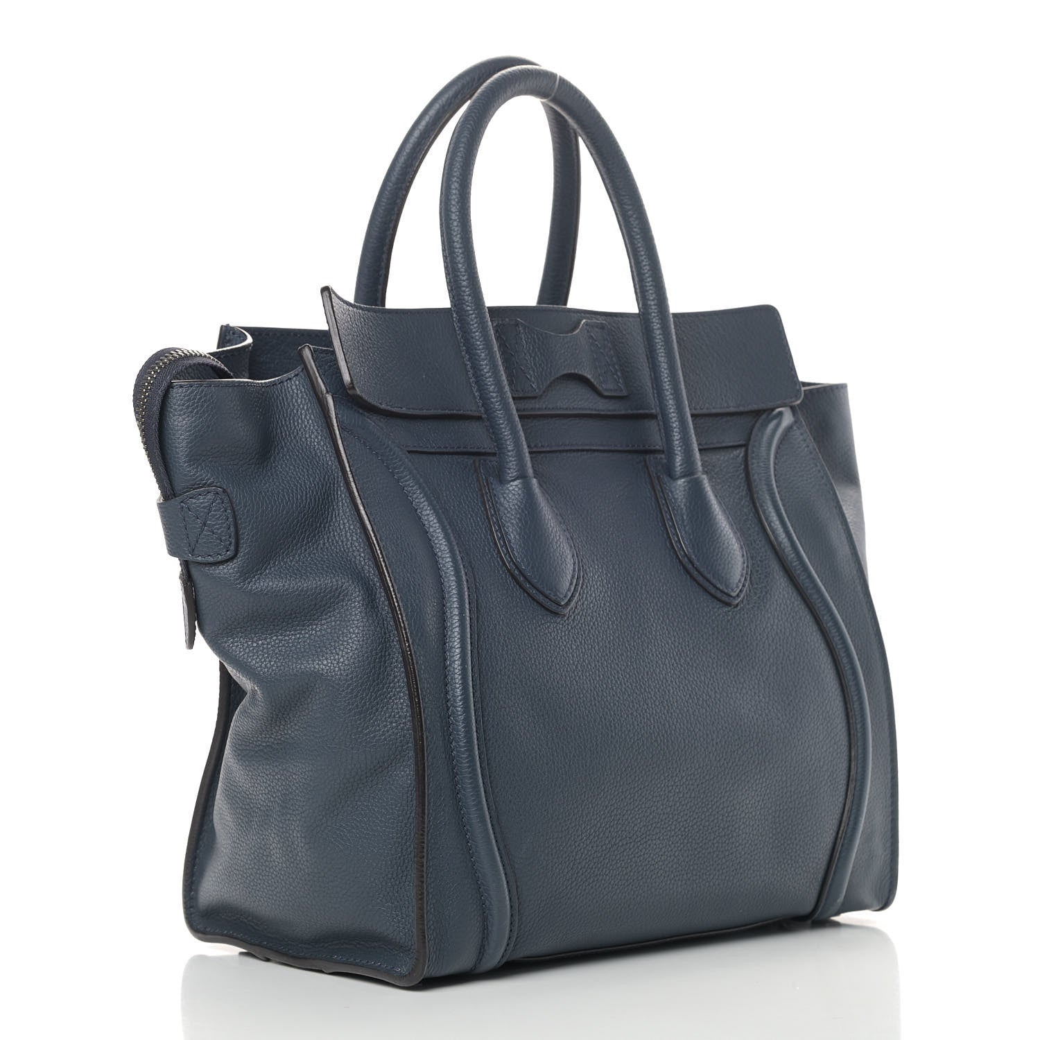 Celine Drummed Calfskin Mini Luggage Blue 3 of 11