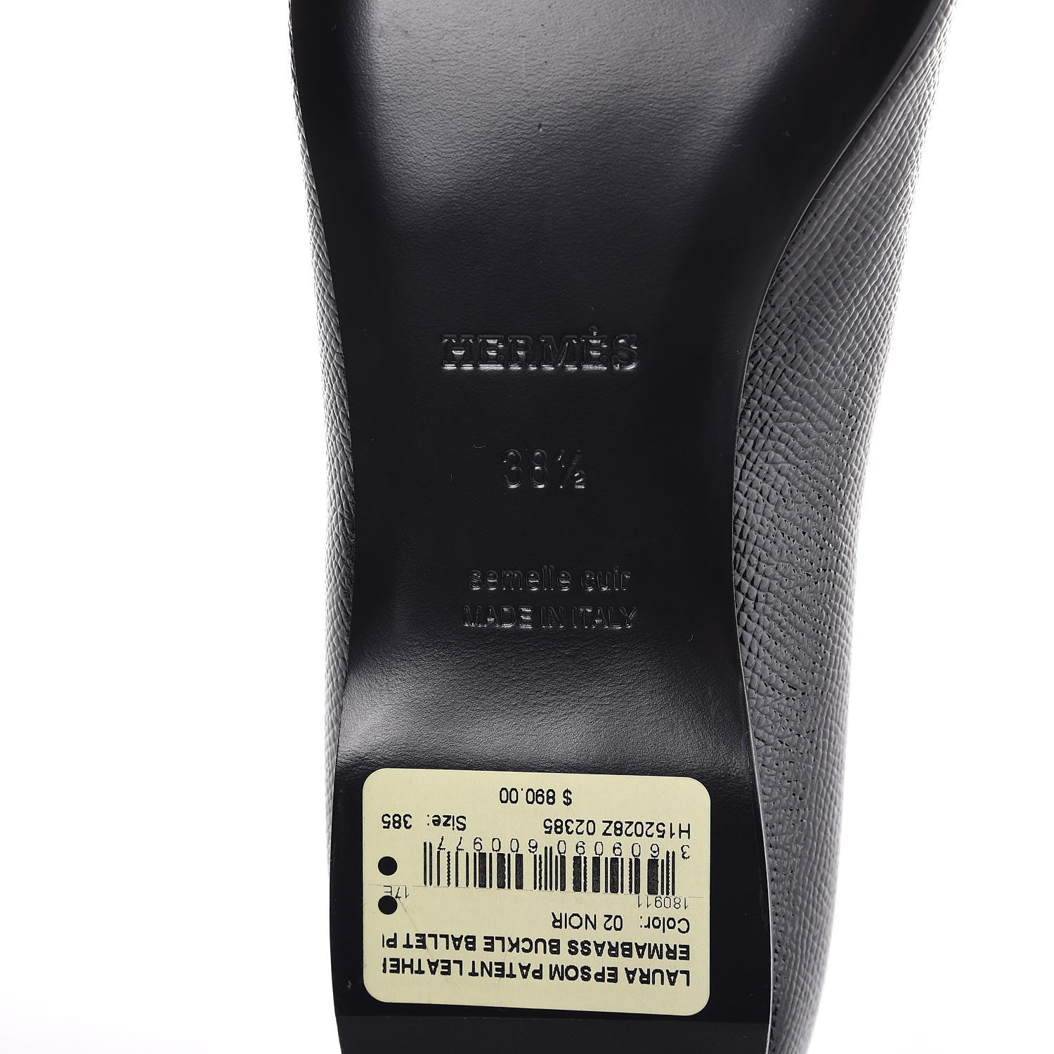 Hermes Patent Epsom Laura Ballerina Flats 38.5 Black 6 of 8