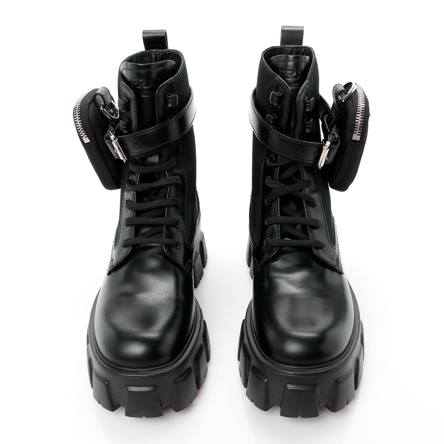 Spazzolato Rois Nylon Metal Triangle Logo Monolith Pouch Pocket 55mm Boots 38.5 Black