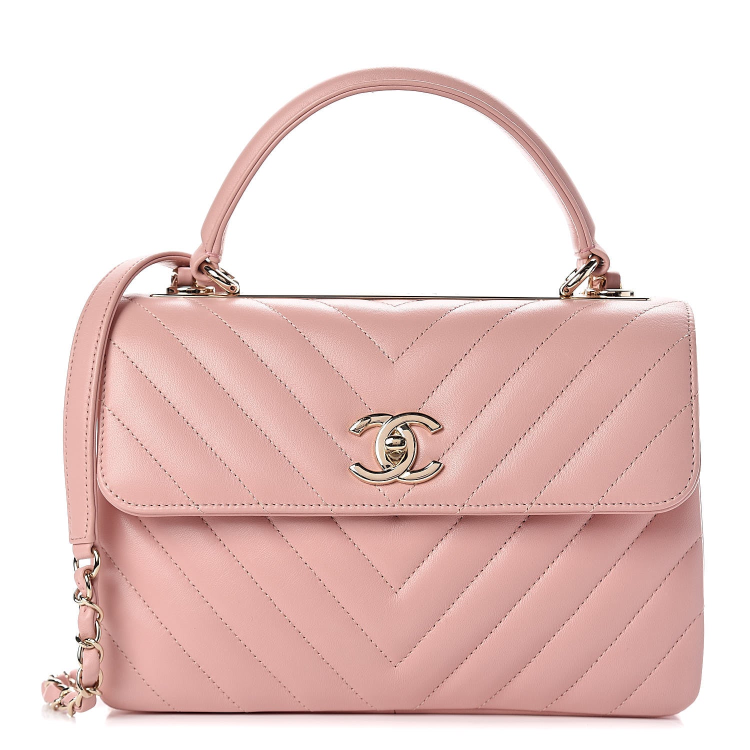 Chanel Lambskin Chevron Quilted Small Trendy CC Dual Handle Flap Bag Light Pink 1 of 13