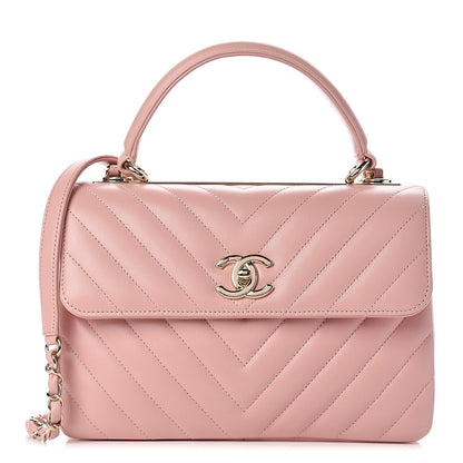 Chanel Lambskin Chevron Quilted Small Trendy CC Dual Handle Flap Bag Light Pink 1 of 13