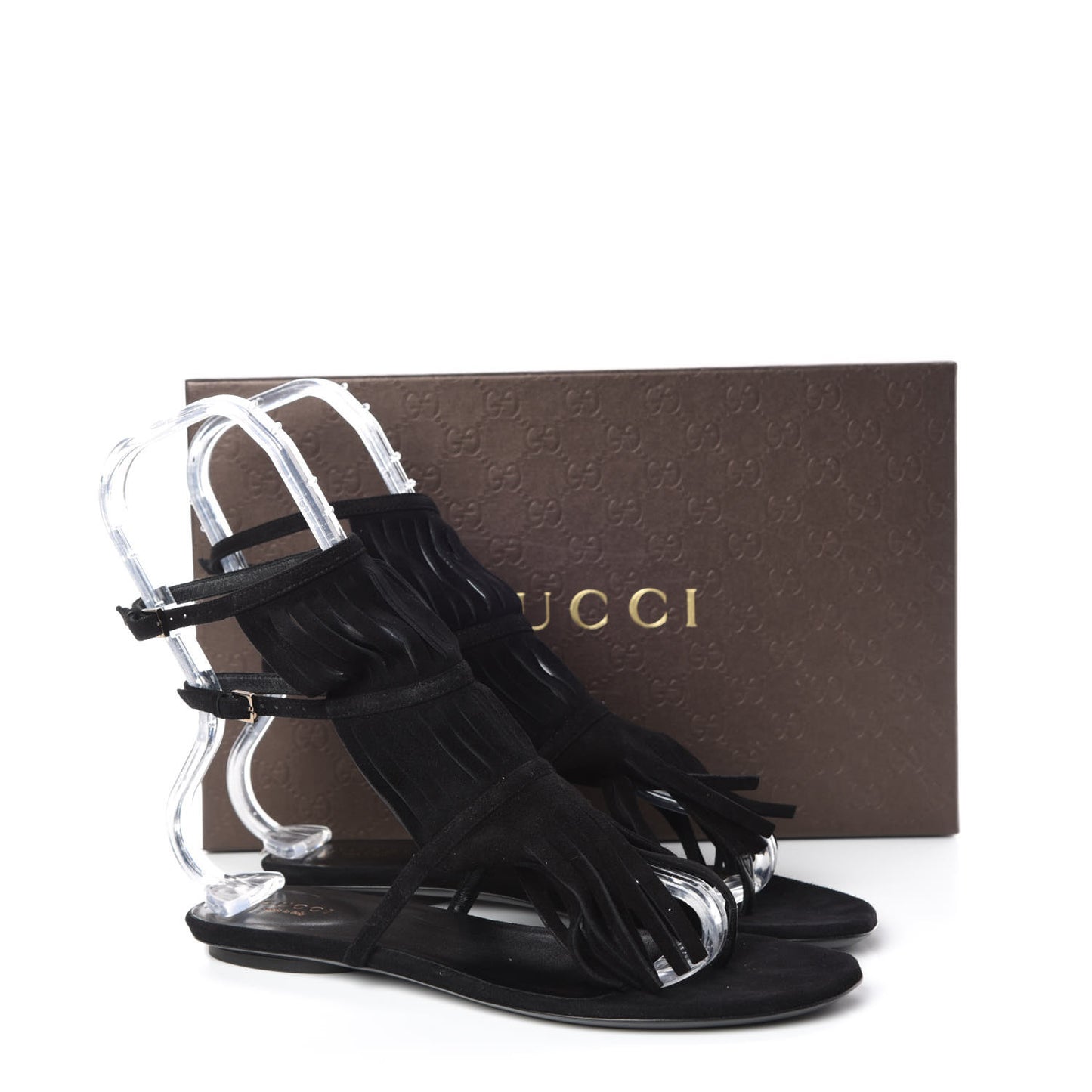 Suede Becky Ladder Fringe Sandals 37 Black