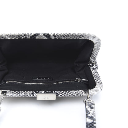 Balenciaga Calfskin Logo Python Effect Cloud Clutch XS Black White 5 of 8