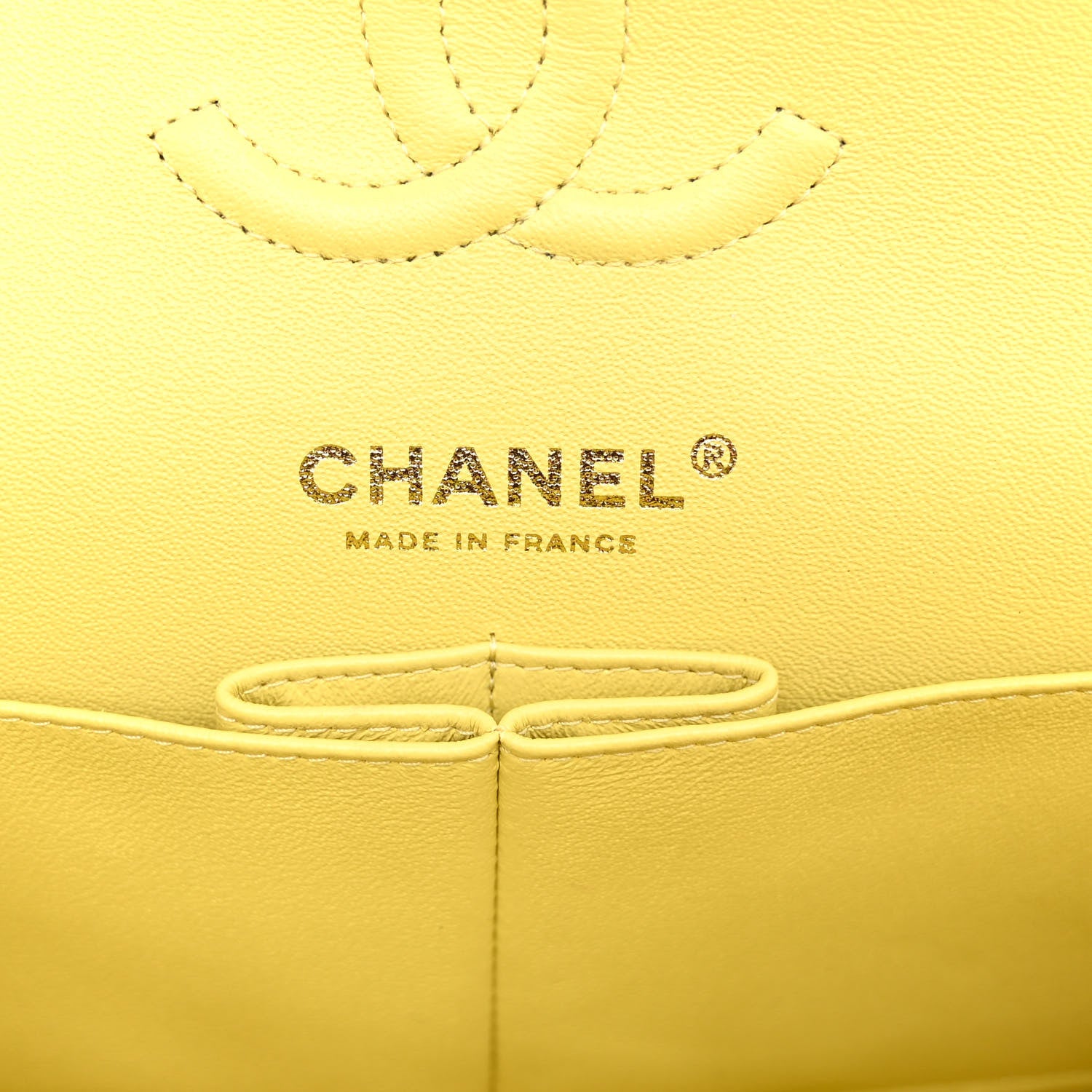 Chanel Caviar Quilted Medium Double Flap Light Yellow 6 of 9