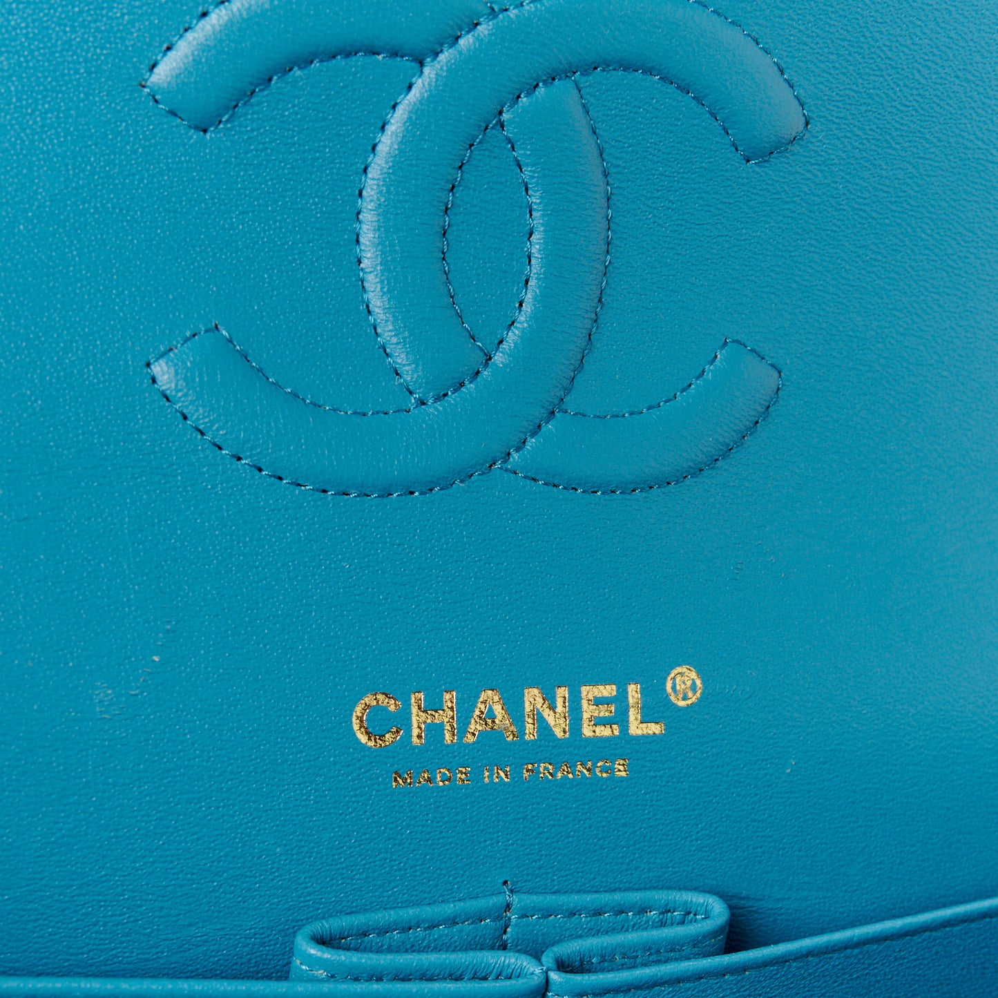 Lambskin Quilted Medium Double Flap Yellow Blue