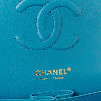 Chanel Lambskin Quilted Medium Double Flap Yellow Blue 6 of 11
