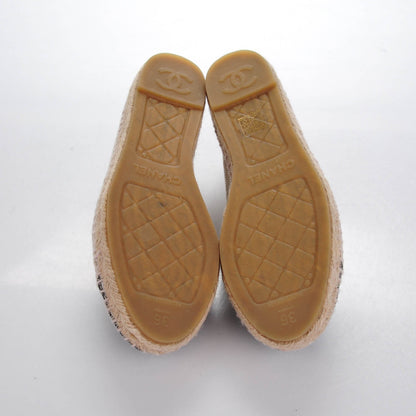 Chanel Toile Sequin CC Espadrilles 36 Beige Black 5 of 7