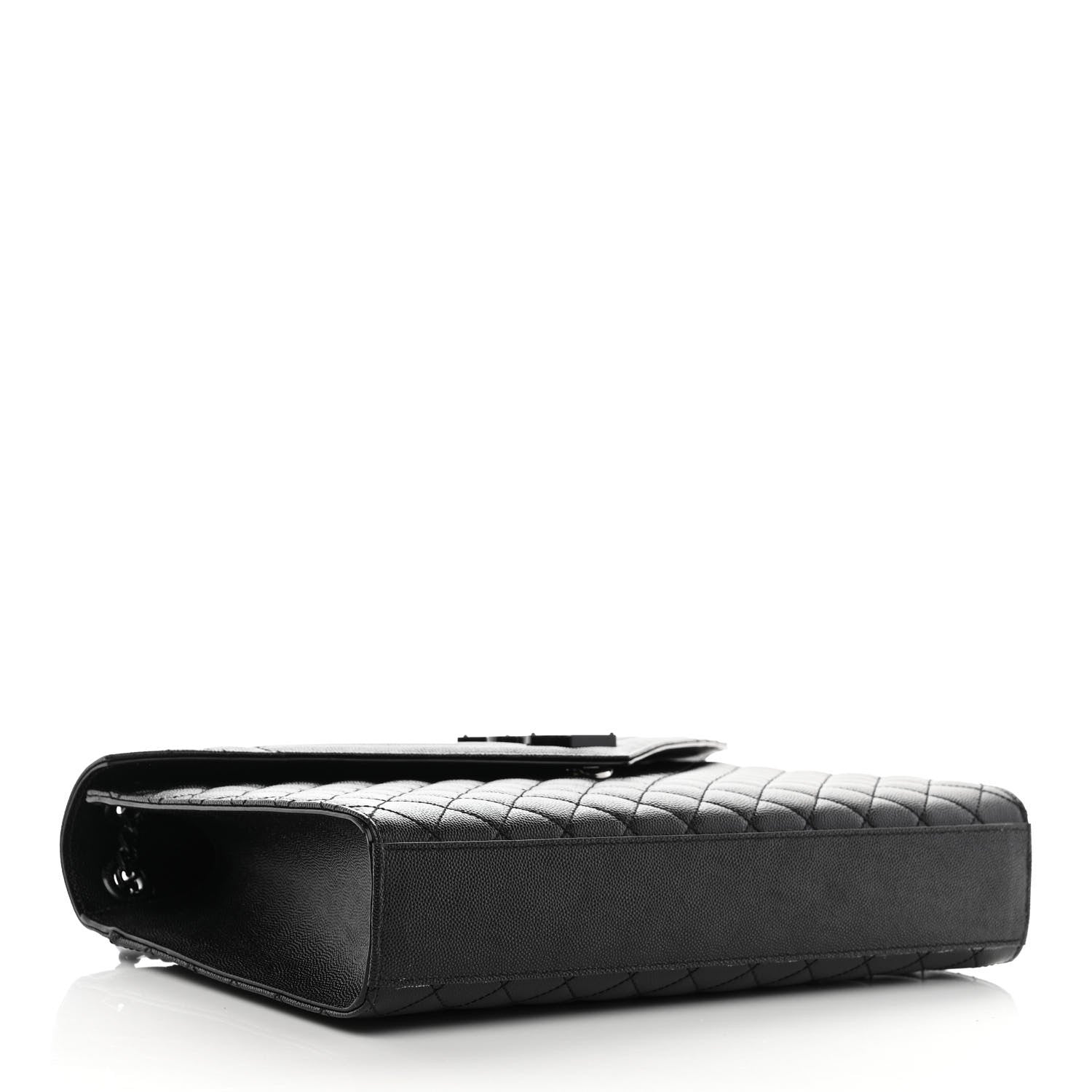 Saint Laurent Grain De Poudre Textured Mixed Matelasse Large Triquilt Monogram Monochrome Satchel Black 4 of 10