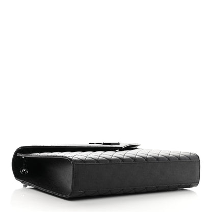 Saint Laurent Grain De Poudre Textured Mixed Matelasse Large Triquilt Monogram Monochrome Satchel Black 4 of 10
